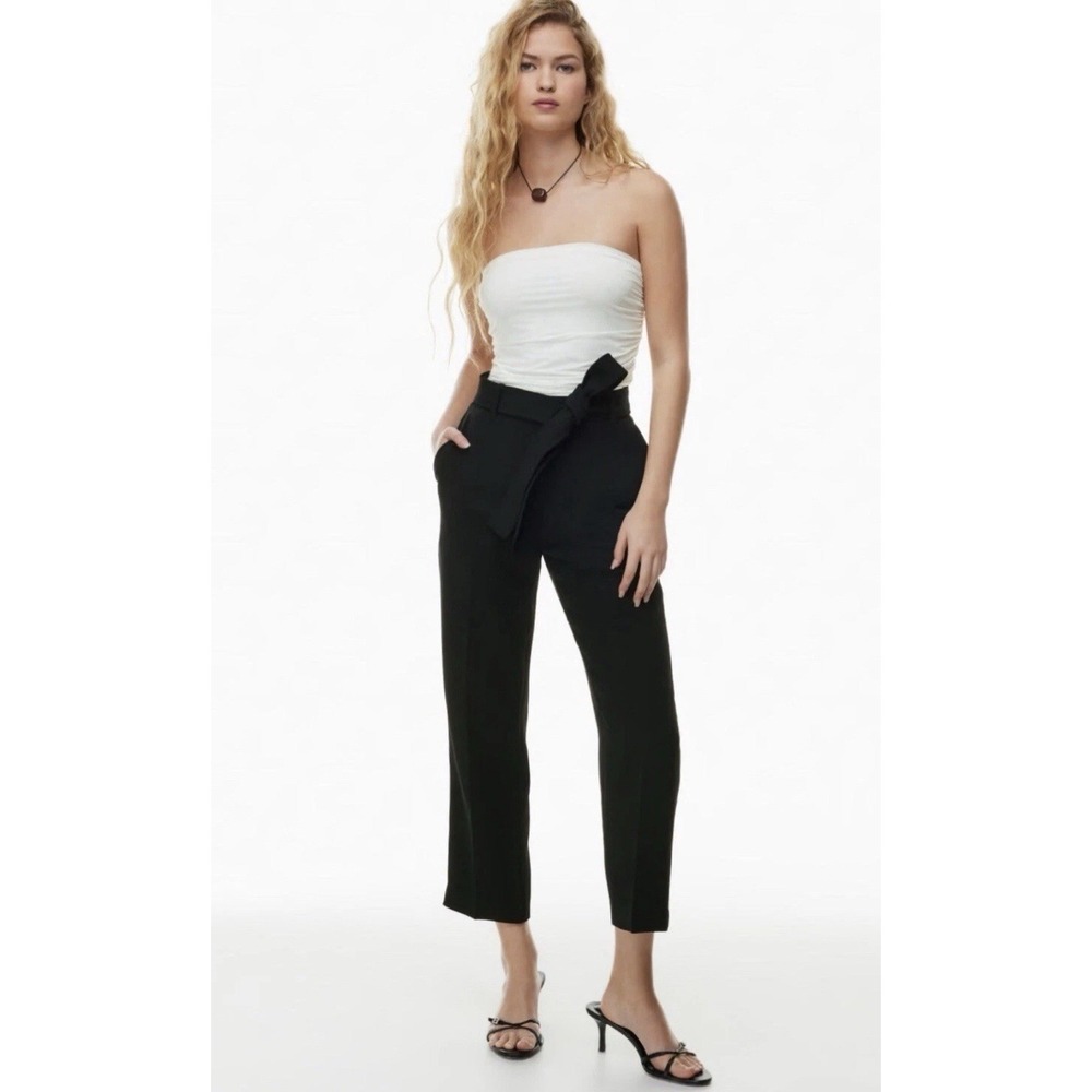 Wilfred‎ Black Tie Waist Pants Size 8 Cropped Wide Leg High Waisted Aritzia